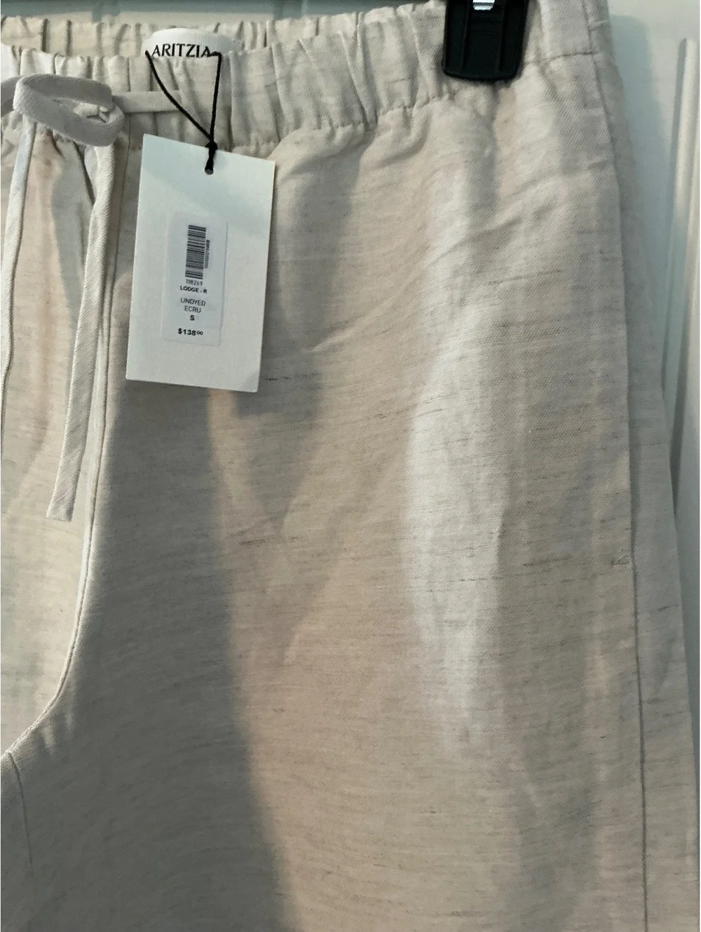 NWT Aritzia Cruise Linen Textured Lodge Pant Undyed Ecru size Small